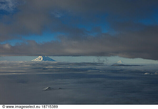 Early Morning Light Illuminates Mount Adams  As Seen From Camp Muir