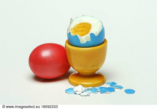Easter eggs  Easter egg in egg cup  bowl  opened  peeled  egg  eggs  Easter  Easter  Easter  hen eggs  tradition  traditional  dyed  painted