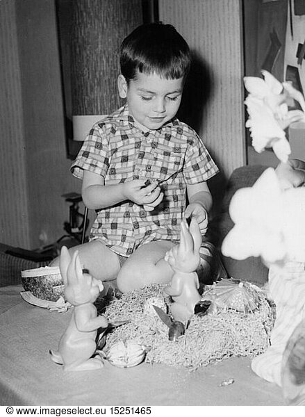 Easter  little boy with his Easter basket  1960s