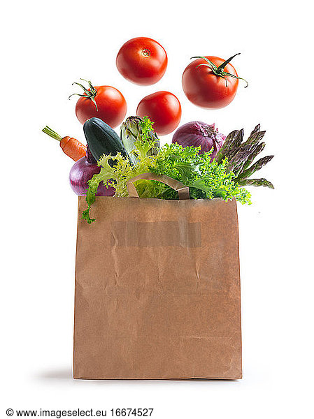 ecological bag of vegetables isolated from the background