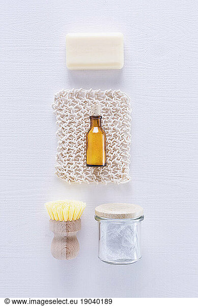 Ecologically friendly cleaning rag  soap and baking soda
