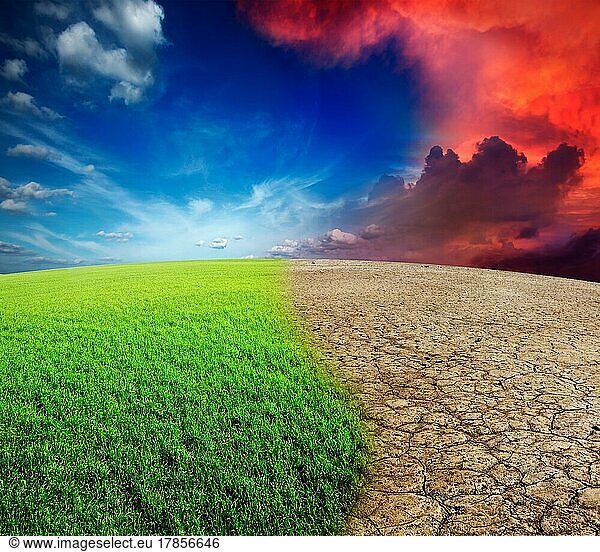 Ecology landscape  climate change concept  desert invasion
