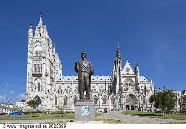 Ecuador  Quito  Basilica of the National Vow with the monument of Gabriel Garcia Morena