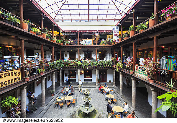 Ecuador  Quito  inner court at Archbishop's Palace with restaurants and cafes