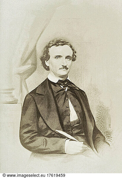 Edgar Allen Poe  1809 - 1849. Amerikanischer Schriftsteller  berühmt für Geschichten wie The Pit and the Pendalum und The Murders in the Rue Morgue. Nach einem Porträt aus dem 19.