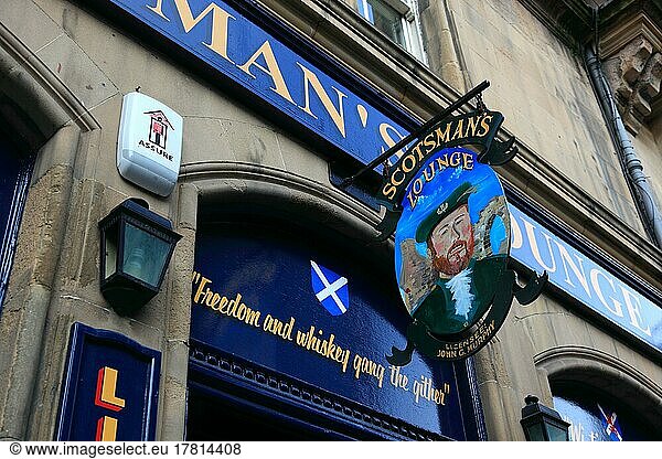 Edinburgh  Scotsmans Lounge in Cockburn Street  advertising sign of a pub  Scotland  Great Britain
