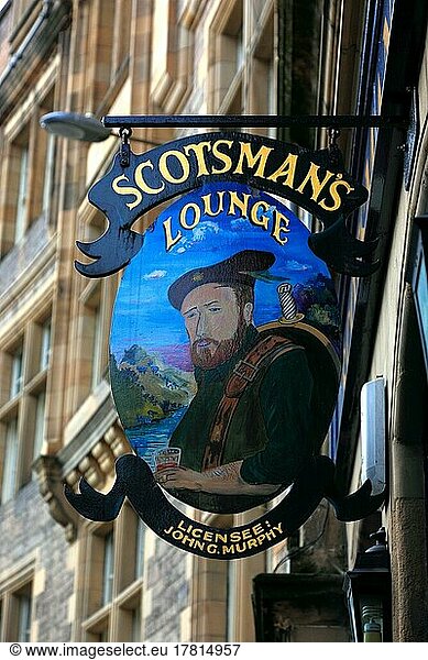 Edinburgh  Scotsmans Lounge in Cockburn Street  advertising sign of a pub  Scotland  Great Britain