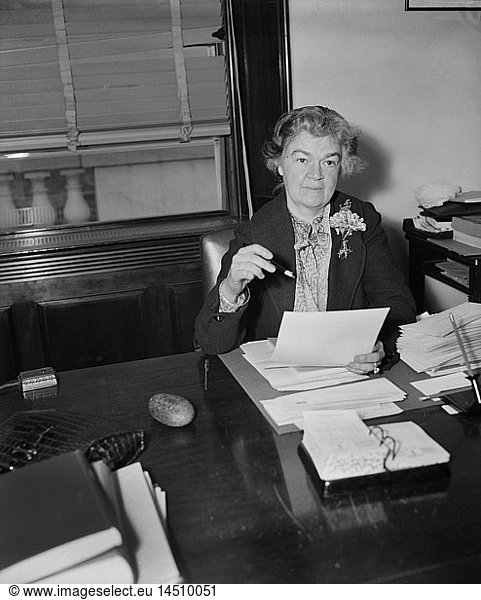 Edith Nourse Rogers  First Woman Elected to Congress from Massachusetts  Portrait Sitting at Desk  Washington DC  USA  Harris & Ewing  February 1936