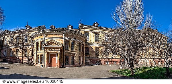 Educational buildings of the Medical University in Odessa  Ukraine  on a sunny spring day.