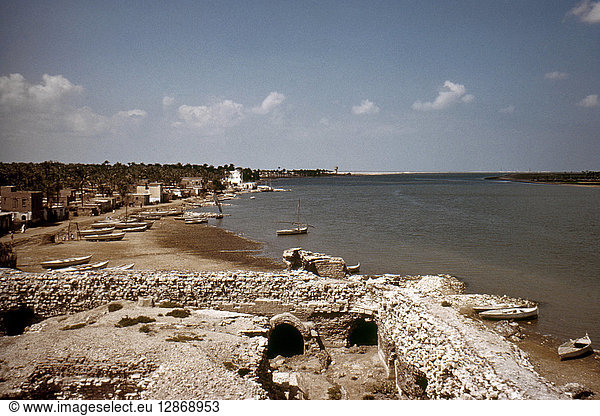 EGYPT: NILE DELTA. View from the Hassan El Kordi mosque in the Nile Delta region of Egypt. Photographed by Eliot Elisofon,  1961.
