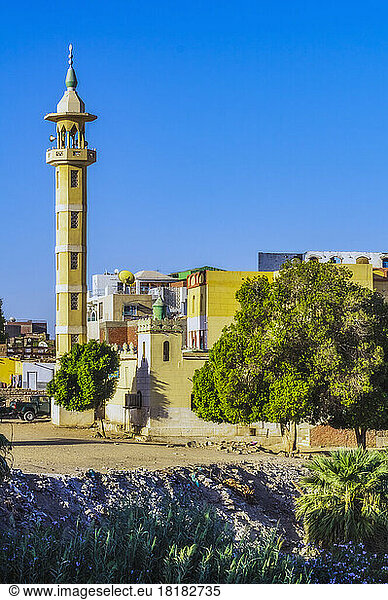 Egypt  Aswan Governorate  Aswan  City minaret and surrounding buildings