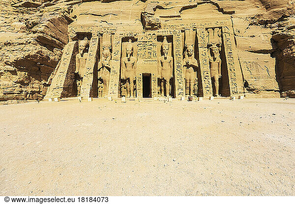 Egypt  Aswan Governorate  Entrance of Small Temple of Hathor and Nefertari