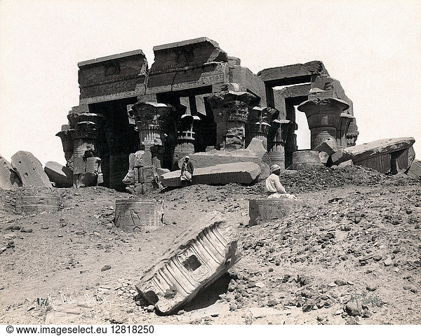 EGYPT: OMBOS c1875. Ruins of the Temple of Sobek and Haroeris 2nd century B.C. at Ombos Egypt on the Nile River 50 kilometers north of Aswan. Photograph c1875.