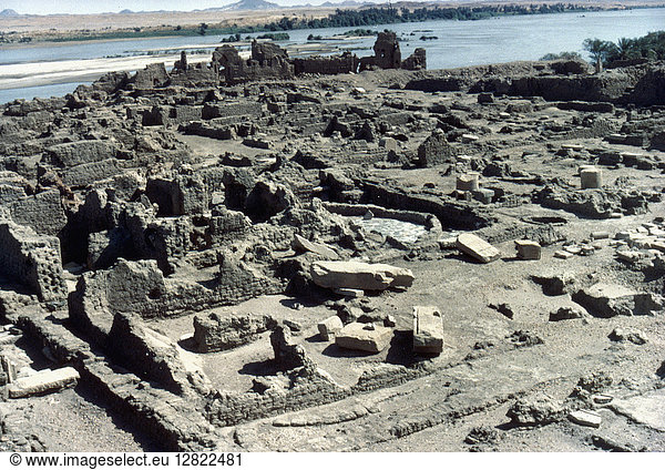 EGYPT: TOWN RUINS. Ruins of fortified village  early 18th Dynasty (mid-16th century B.C.)  in Sudan region.