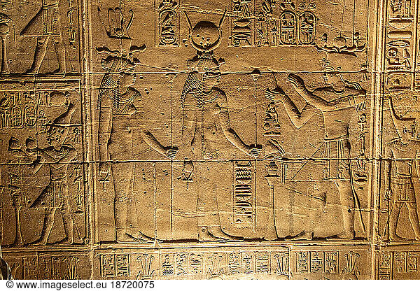 Egyptian hieroglyphs at the Temple of Isis at Philae