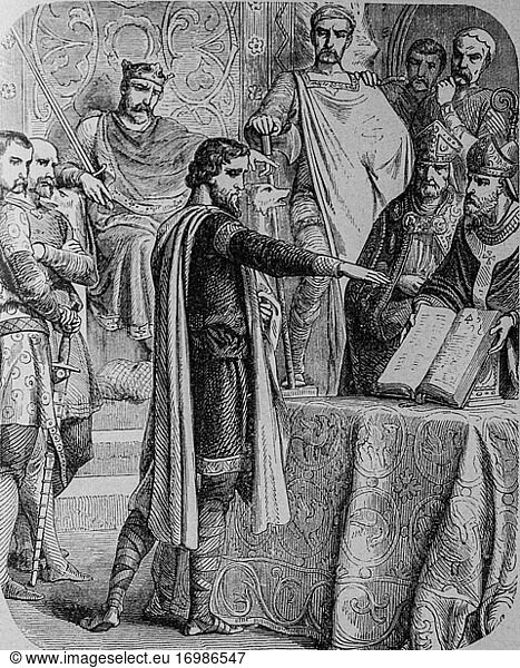 Eid von Haroid auf dem Schloss von Bayeux 1066?  Ausgabe Lahure 1881.