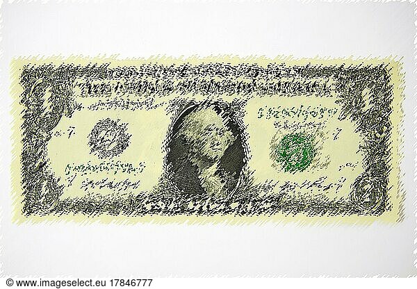Ein Dollar Schein grafisch verändert oder gekräuselt