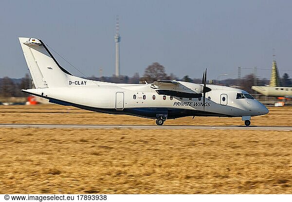 Ein Fairchild Dornier 328 Flugzeug der Private Wings mit dem Kennzeichen D-CLAY auf dem Flughafen Stuttgart  Deutschland  Europa