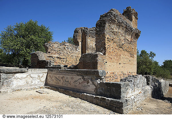 Ein Fischmosaik in der Wallfahrtskirche von Milreu Portugal 2009. Künstler: Samuel Magal