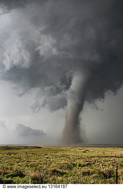 Ein klassischer Tornado erscheint über den Ebenen  Campo  Colorado  USA