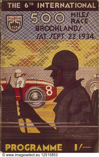 Ein Programm für das Brooklands 500-Meilen-Rennen  1935. Künstler: Unbekannt