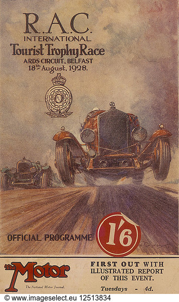 Ein Programm für das RAC International Tourist Trophy Race  Belfast  Nordirland  1929. Künstler: Unbekannt