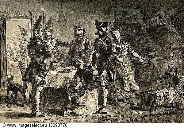 Einberufung deutscher Soldaten zum Dienst in Amerika   (1877). Schöpfer: Albert Bobbett.