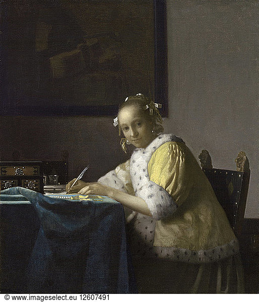 Eine Dame schreibt einen Brief  1665-1670. Künstler: Vermeer  Jan (Johannes) (1632-1675)