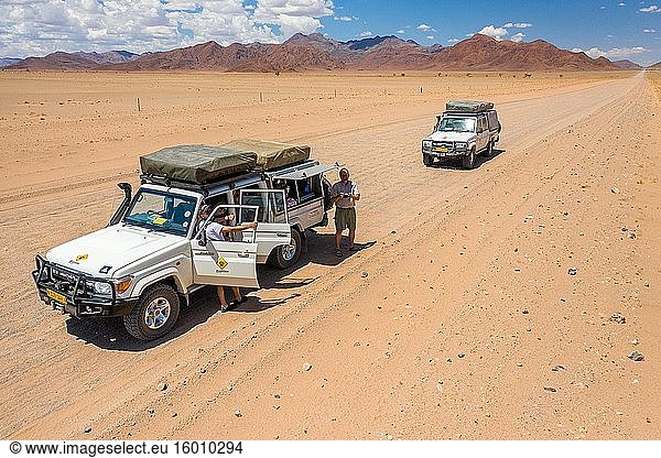 Eine kleine Karawane auf einer Expedition durch die Wüste  Namib-Naukluft Park  Namibia.