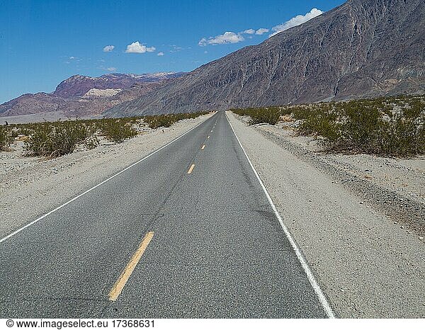 Einsame lange Straße  Highway 190  Death Valley Nationalpark  Kalifornien  USA  Nordamerika