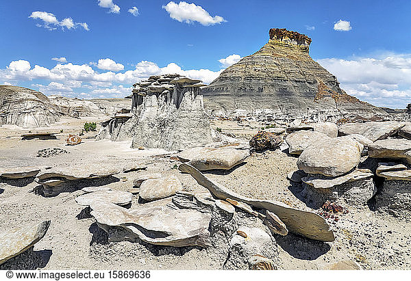 Einzigartige Felsformationen  Bisti Badlands  Bisti/De-Na-Zin Wilderness  San Juan County; New Mexico  Vereinigte Staaten von Amerika
