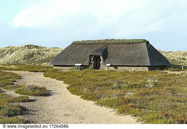 Eisenzeitliches Haus in Dünenlandschaft  Insel Amrum  Nordfriesische Inseln  Schleswig-Holstein  Deutschland  Europa