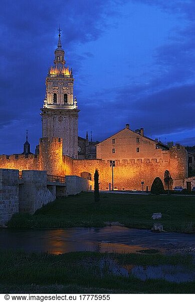El Burgo de Osma  Ciudad de osma  Glockenturm der Kathedrale  Stadtmauern  Provinz Soria  Kastilien-León  Spanien  Europa