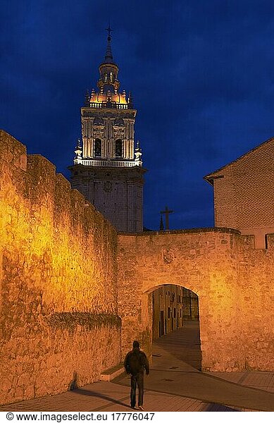 El Burgo de Osma  Ciudad de osma  Glockenturm der Kathedrale  Stadtmauern  Provinz Soria  Kastilien-León  Spanien  Europa