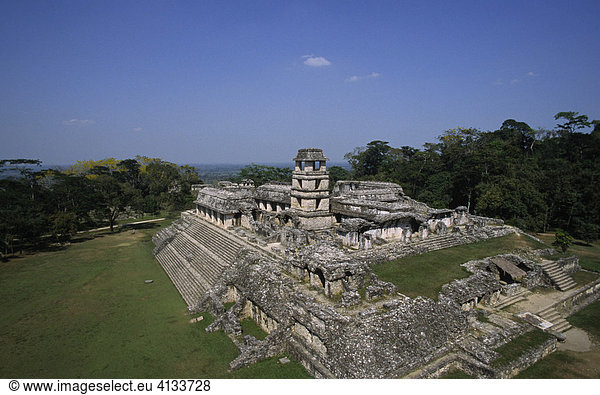 El palacio  Palenque  Chiapas    Mexiko  Nordamerika