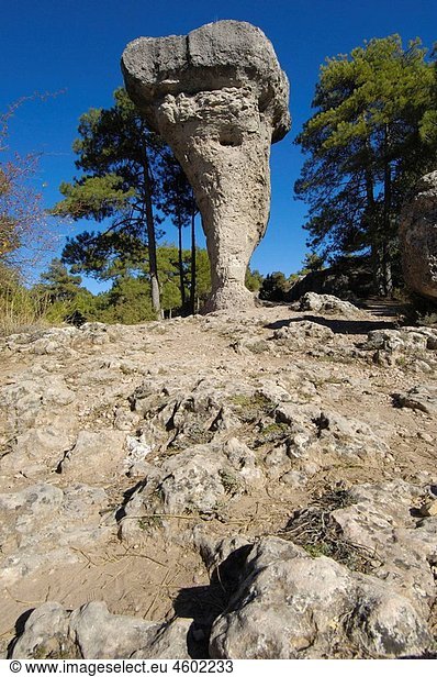 El Tormo Alto rock formation at the Enchanted City (Â¥La Ciuda EncantadaÂ¥). Cuenca province  Castilla-La Mancha  Spain