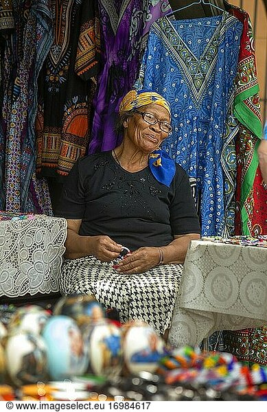 Elderly African Woman at a market in Soweto township  South Africa