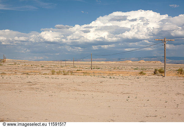 Elektrische Masten in isolierter Szene  Utah  USA