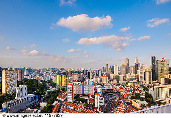 Elevated cityscape of financial district and chinatown  Singapore  South East Asia