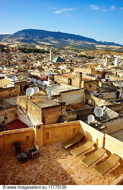 Elevated view of Fez,  old city,  Morocco