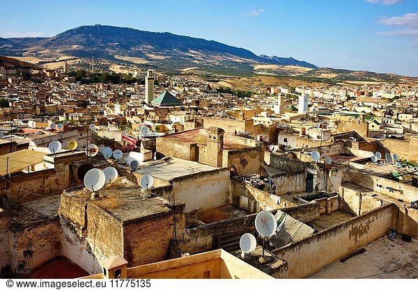 Elevated view of Fez  old city  Morocco