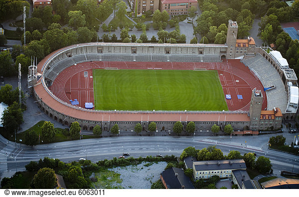 Elevated view of football stadium