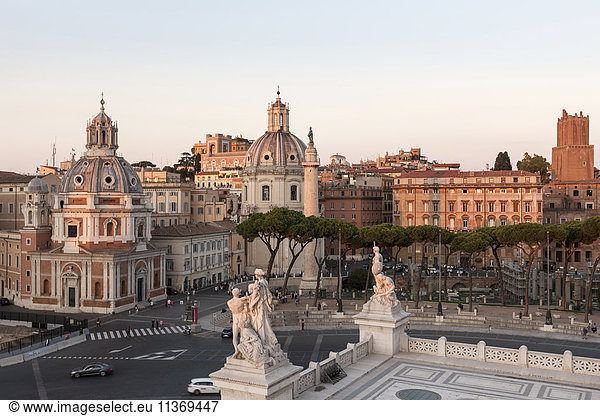 Elevated view of Piazza Venezia  Rome  Italy