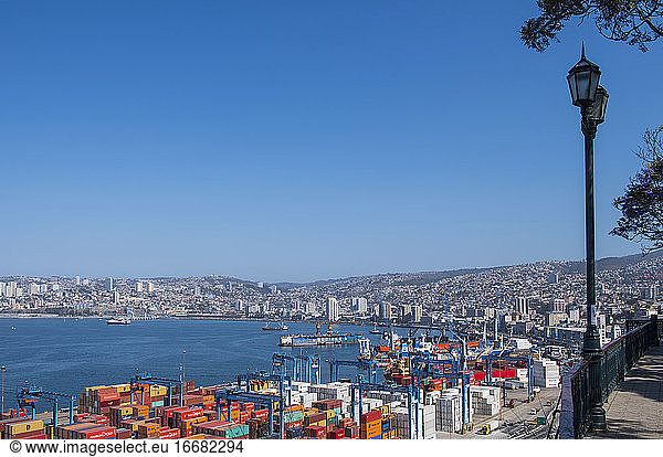 elevated view of the harbour in Valparaiso  Chile