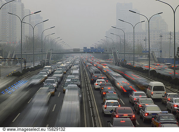 elevated view of the second ring road in Beijing