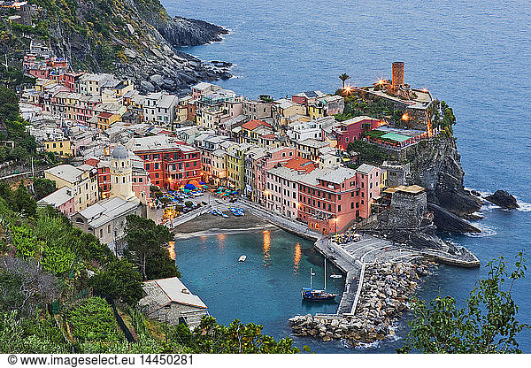 Elevated View of Vernazza at Dusk