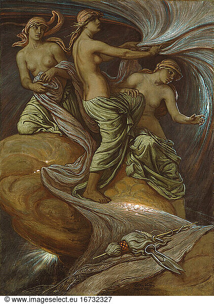 Elihu Vedder  1836–1923. The Fates Gathering in the Stars   1887. Oil on canvas  113 × 82.6 cm.
Inv. No. 1919.1 
Chicago  Art Institute.