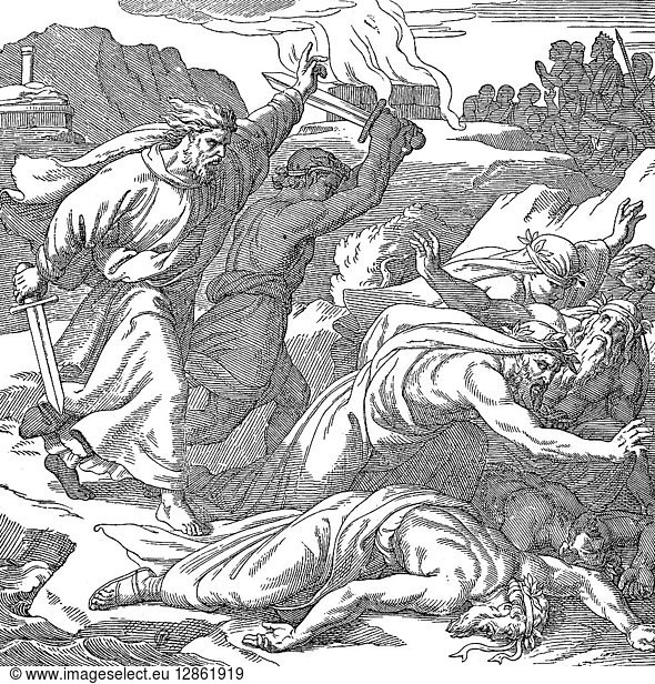 ELIJAH (9th CENTURY B.C.). Hebrew prophet. Elijah slaughtering the ...
