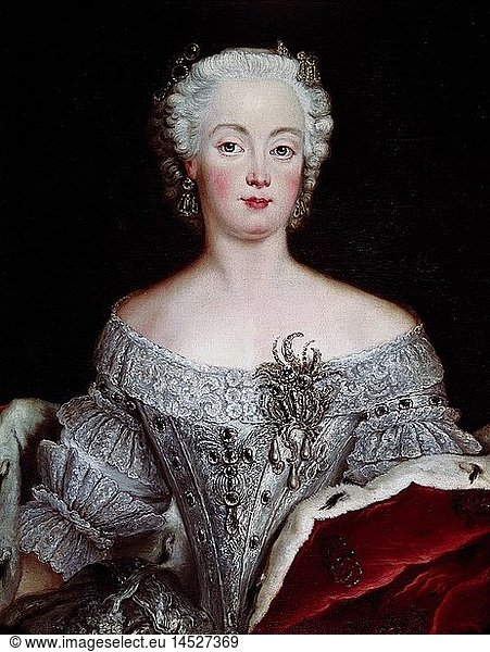 Elisabeth Christine  8.11.1715 - 13.1.1797  Queen of Prussia 31.5.1740 - 17.8.1786  half length  painting by Antoine Pesne  circa 1740  castle Hohenzollern