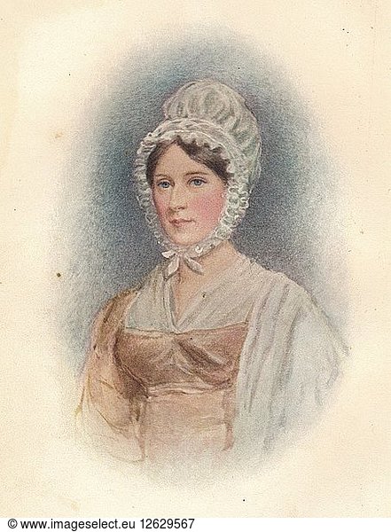 Elizabeth Gurney (geb. 1790)  im Alter von 27 Jahren (ca.)  1817. Künstler: Unbekannt.